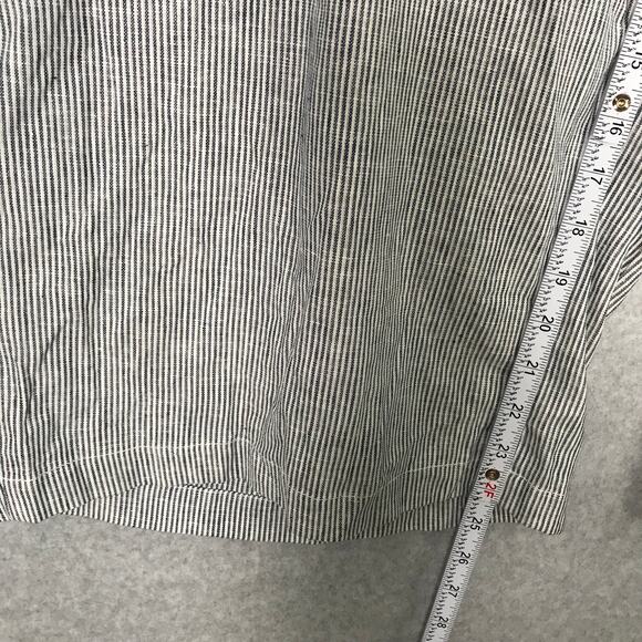 Max Studio Pants 3X Navy Blue Striped Linen Cotton Wide Leg Crop Elastic Pull On - Picture 8 of 13